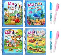 SLshiBo Libro Magico da Colorare Ad Acqua, Magic Water Book Riutilizzabile con 4 Penne Magiche - Educativo Giocattolo Regalo per Bambini