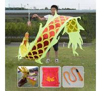 SLSKO Nastro for Fitness con Danza del Drago, Nastro Dragon Poi con Testa di Drago in plastica Multicolore, 2 m, 300 cm, 5 m, for Danza e Fitness(Yellow,300CM)