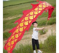 SLSKO Nastro for Fitness con Danza del Drago, Nastro Dragon Poi con Testa di Drago in plastica Multicolore, 2 m, 300 cm, 5 m, for Danza e Fitness(Red,2M)