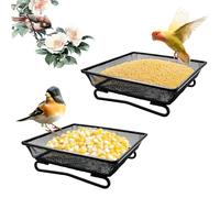 SLTAXAR 2 Pezzi Mangiatoia per Uccelli Selvatici,Mangiatoia Uccelli da Esterno,Abbeveratoio Uccelli Selvatici,Vassoio Mangiatoia Per Uccelli,Mangiatoia Uccelli Metallo