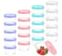 SLTAXAR 20 Pezzi Contenitori Ermetici per Alimenti Piccoli 200ML Barattoli in Plastica Riutilizzabile con Coperchio Vasetti di Conservazione Ermetici Trasparenti per Yogurt Marmellata Snack