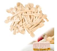 SLTAXAR 300 Pezzi Forchettine di Legno Monouso Posate di Legno Usa e Getta Mini Forchettine di Legno Betulla Naturale per Festa, Dessert, Picnic, Compleanno, Riunione, 10.5 * 2.5CM