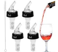 SLTAXAR 4 Pezzi Versatore Automatico Misurato per Bottiglia 5cl/50ml Universale Versatori per Bottiglie di Liquore Misurare Versatore di Liquori con Spazzola, per Vino Cocktail e Bevande