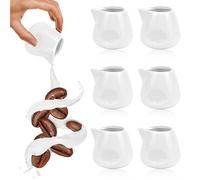 SLTAXAR 6 Pezzi Mini Brocca per Latte in Ceramica 110ml Brocca per Salsa da Cucina, Mini Lattiera Bricco Latte Porcellana, Tazza da Caffè e Salse, Piccola Brocca per Caffè Panna Latte, Bianco