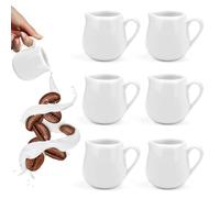 SLTAXAR 6 Pezzi Mini Brocca per Latte in Ceramica con Manico 90ml Brocca per Salsa da Cucina,Mini Lattiera Bricco Latte Porcellana,Tazza da Caffè e Salse,Piccola Brocca per Caffè,Panna,Latte, Bianco