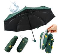 SLTAXAR Mini ombrello con custodia, ombrello pieghevole piccolo con 8 aste, ombrello da tasca per donna e uomo, ombrello compatto portatile per sole e pioggia, Verde con cuore