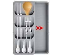 SLTAXAR Portaposate da Cassetto,Vassoio portaposate espandibile per cassetti,Porta Posate Cucina Cassetto,organizer cassetti cucina per posate,mestoli,Forchette,Coltelli, 40,5×16,6×5,5 cm, Grigio