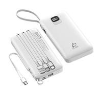 SLuB Batteria portatile 30000 mAh con cavo integrato Carica rapida sincrona 4 porte | Distribuzione intelligente della corrente Compatibilità totale con tutti i sistemi iOS/Android