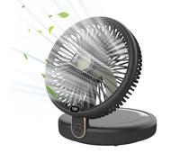 SLuB Ventilatore da Tavolo, Oscillazione Automatica a 120°, Luce LED, Velocità del Vento a 6 Velocità, Ventilatore Turbo Silenzioso per Casa, Ufficio, Cucina, Ecc (Nero)