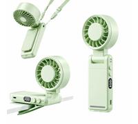SLuB Ventilatore portatile USB 6000 mAh, 5 velocità, verde | Ventilatore TEC 5 in 1, 5 velocità, rotazione 360°, USB-C, 6000mAh