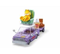 Sluban Garfield - Auto da costruzione, 218 pezzi, Garfield - Rimorchio con accessori, per bambini dai 6 ai 12 anni