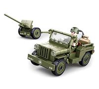 Sluban Army WW2 Jeep alleato e cannone antiaereo