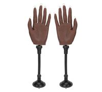 Sluffs 2 coppie di allenamento per unghie prassi a destra destra scuro colore scuro colore di manichino in silicone flessibile mano con punte di aspirazione per le aspirazioni per