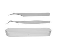 Sluffs 2 Pieces Straight and Curved Tip Tweezers Eyelash Extension Tweezers, Stainless Steel False Lash Application Tools
