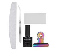 Sluffs Nail File Arte de uñas Gel de extensión de fibra de vidrio de seda no tejido con pinzas y juego de fibra de vidrio de uñas con forma de clip, kit de manicura