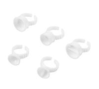 Sluffs Tovip 50pcs/Lot Microblading Pigment Ink Ring Cups with Cover Cap for Permanent Makeup Eyebrow Glue Holder Container Tools Supplies (White)