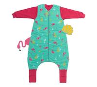 Slumbersac Sacco nanna con piedini bambini 2.5 Tog 90 cm Flamingo cotone organico I Sacco nanna con gambe per dimensione del corpo 90-100 cm | Sacco nanna maniche rimovibili