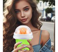 slushbech Slushy Maker, tazza per slush, Quick Frozen Magic Cup, Slushy Maker, tazza per spremere in silicone, tazza Slush Ice con cucchiaino per cola o succo di frutta (verde)