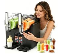 Slushy Machine - Macchina per granite a doppio cilindro da 2 l, con funzione autopulente, display a LED per succo congelato, non necessita di ghiaccio, perfetta per rinfrescare le bevande