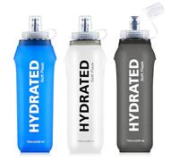 SLUXKE 3 Pieghevole Bottiglie 750ml, TPU Plastica Bottiglia di Acqua Pieghevole Con Coperchio, Riutilizzabile Portatile Borraccia per Escursionismo, Adventures, Viaggi