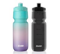 SLUXKE Borraccia da 720 ml, set da 2 pezzi, per bicicletta, a prova di perdite, senza BPA, per sport e bicicletta, super leggera (tricolore e nero)