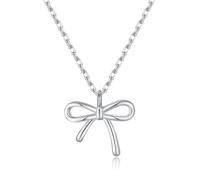 SLUYNZ Collana girocollo in argento Sterling 925 massiccio per donne e adolescenti, semplice ciondolo a forma di fiocco, The bow size: 1.2cm, Argento sterling, Nessuna pietra preziosa