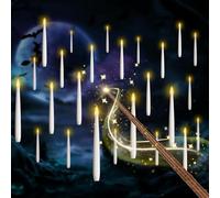 SLVCREK Candele a LED Galleggianti, 12 Pezzi Candele a LED senza fiamma, Candele magiche con bacchetta telecomandata, Candele a batteria per festa, Halloween, Decorazione Natalizia