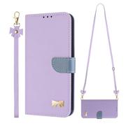 SLWYF Cover Compatible con Huawei Mate 70 Pro, TPU Corda Collana Necklace Regolabile Stylish PU Pelle Premium Portafoglio Custodia Resistente Protezione Chiusura Case - Violetta