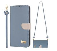 SLWYF Cover Compatible con Huawei Mate 70 Pro, TPU Corda Collana Necklace Regolabile Stylish PU Pelle Premium Portafoglio Custodia Resistente Protezione Chiusura Case - Blu chiaro