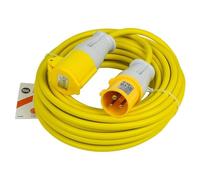 SLx Prolunga da 14 m, 110 V, 16 A, 2,5 mm, resistente, grado IP44, resistente all'acqua e alla polvere, cavo di alimentazione per esterni, per cantieri, garage e costruzioni, giallo