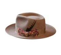 SLXLYH Cappello a tesa larga in lana per maghi, cappello a cilindro, per spettacoli teatrali, feste a tema, cappello fedora, copricapo francese, beige, Beige, S-4XL