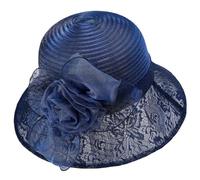 SLXLYH Cappello alla pescatora in filato traspirante per Lady Tea Party Floppy Bucket Hat con decalcomanie floreali Cappello da sole primavera campeggio, Blu navy, taglia unica, S-4XL