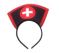 SLXLYH Cappello da infermiera con fascia per Halloween, da donna e ragazza, da indossare tutti i giorni, per feste di Halloween, travestimenti, cosplay, accessori per capelli (nero rosso)