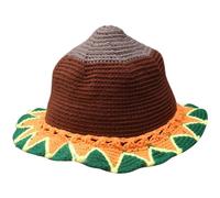 SLXLYH Cappello da pescatore lavorato a maglia per donne e adolescenti, alla moda, all'uncinetto, tessuto a mano, cappello da sole floppy per foto di vacanza, Marrone girasole, Taglia unica