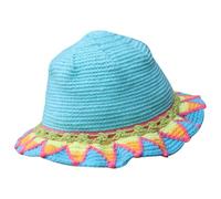 SLXLYH Cappello da pescatore lavorato a maglia per donne e adolescenti, alla moda, all'uncinetto, tessuto a mano, cappello da sole floppy per foto di vacanza, Girasole, azzurro cielo, Taglia unica