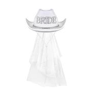 SLXLYH Cappello da sposa elegante velo cappello da cowgirl tempestato di strass delicato da sposa con diamanti borchiati a mano cappello perline (bianco)