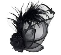 SLXLYH Cappello fascinator per cosplay, per feste, matrimoni, da donna, cappello da flapper con fiori, per spettacoli teatrali, stile vintage anni '20 (nero)