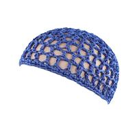 SLXLYH Cappello fatto a mano a cloche intrecciato a mano, cappello cavo per festival musicali, cappello semplice lavorato a maglia con retina per capelli (blu reale)