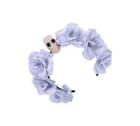 SLXLYH Cerchietto per capelli con motivo floreale con teschio e rosa, decorativo per Halloween, giochi di ruolo, balli studenteschi, feste, spettacoli dal vivo (argento)