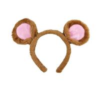 SLXLYH Cerchietto per capelli con orecchie di topo in peluche morbido per lavare il viso, cerchietti per capelli con animali dei cartoni animati per costume di Halloween (caffè)