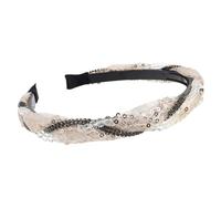 SLXLYH Cerchietto per capelli in pizzo con paillettes da donna, coreano, con strass, antiscivolo, dolce, casual, in rete (champagne)