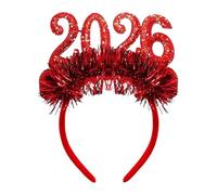 SLXLYH Cerchietto scintillante per Capodanno 2026, con numeri di festival, per adulti e bambini, feste di Natale, colore: rosso