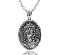 SLXLYH Collana da uomo con ciondolo religioso in acciaio inossidabile con ciondolo religioso e catena per il collo, As shown, Acciaio al titanio