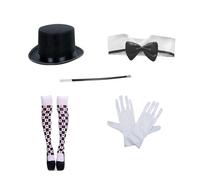SLXLYH Costume da mago adulto con cappello a cilindro calze alte calze collare guanti per spettacolo di trucchi costumi di Halloween costumi cosplay
