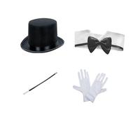 SLXLYH Costume da mago adulto con cappello a cilindro calze alte calze collare guanti per spettacolo di trucchi costumi di Halloween costumi cosplay