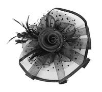 SLXLYH Elegante cappello fascinator da donna con piume per feste da tè e cocktail party con design a rete per occasioni formali (nero)