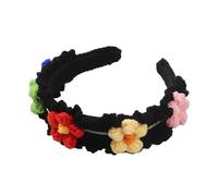 SLXLYH Elegante fascia larga per capelli per foto e cabine fotografiche, fascia larga con fiori, fascia per festival musicali (nera)