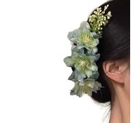 SLXLYH Elegante pettine per capelli con fiori per chignon laterale, presa sicura, leggero, accessorio da donna (verde)