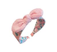 SLXLYH Fascia per capelli con motivo floreale e fiocco annodato, morbida e larga, per feste e uso quotidiano, accessori alla moda (rosa)