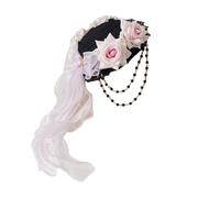 SLXLYH Fermaglio per capelli a forma di fiore, cappello in pizzo, elegante fermaglio piatto per Halloween, cappello in pizzo, elegante fermaglio per capelli per mazzi (rosa)